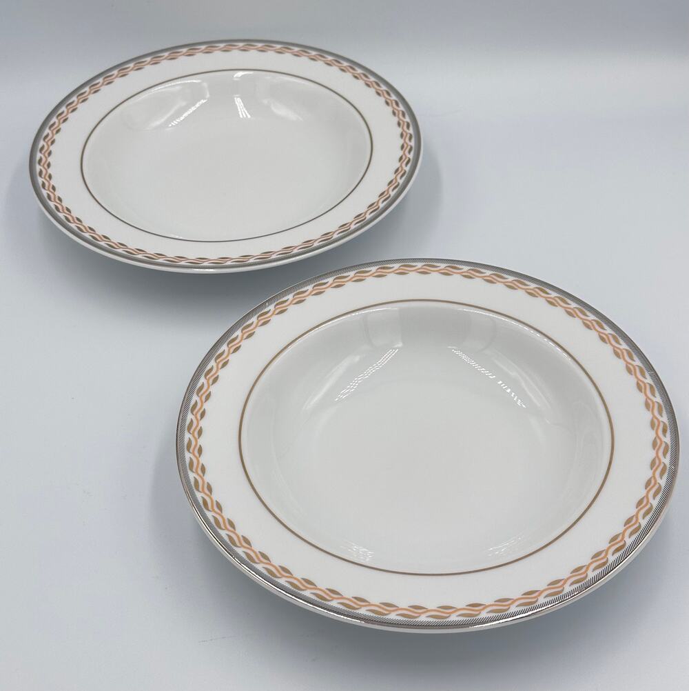 Thun Val St. Lambert Platinum & Gold Fine China Rimmed Soup Bowl Set